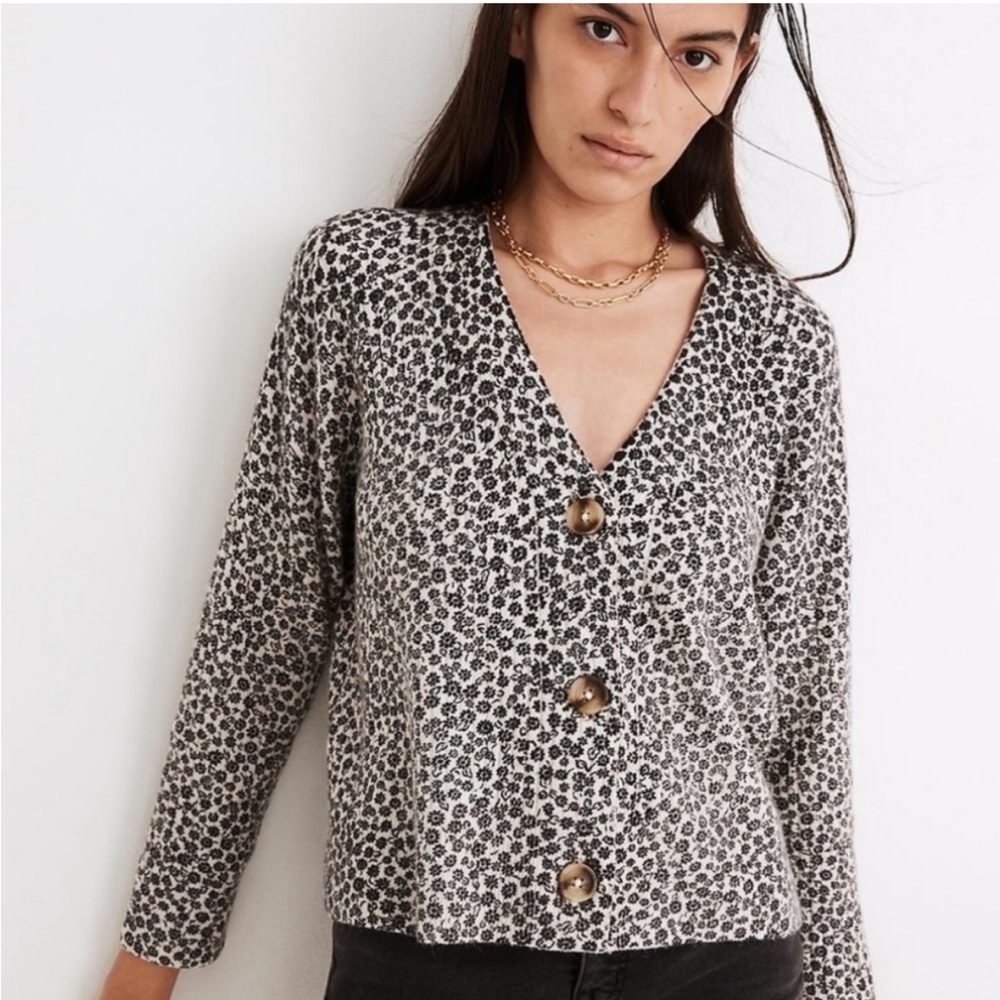 Madewell Wool Alpaca Mix Button up Sweater Blouse
